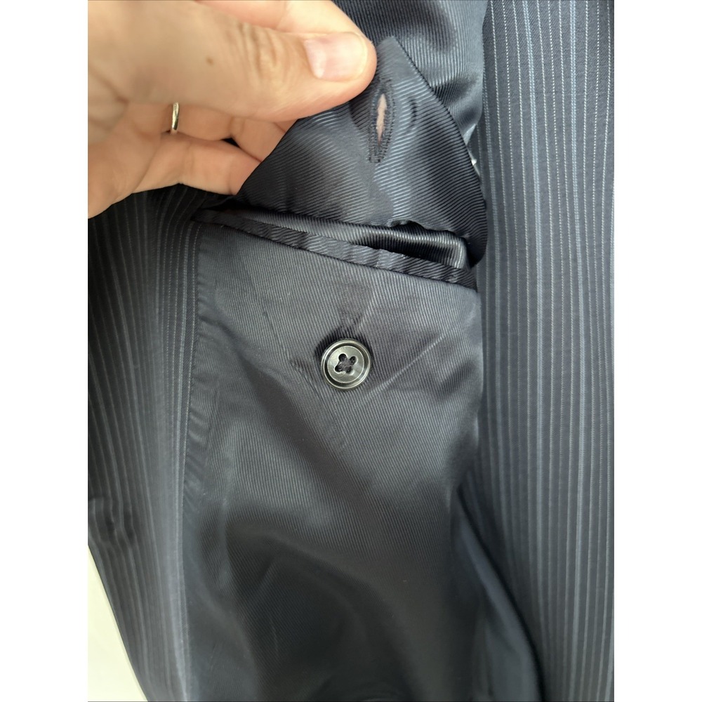 Calvin Klein Suit Mens 40R black Pinstripe 2 Button 100% Wool 34x28 Pants - Picture 4 of 14